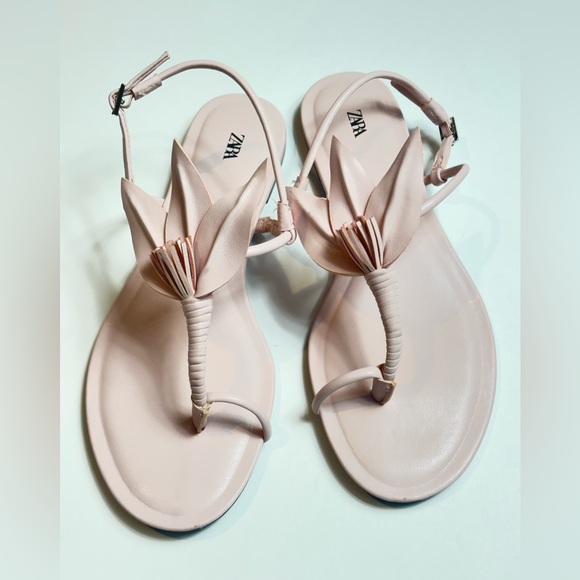 Zara Flat thong sandals with flower embellishment pink - Picture 7 of 15